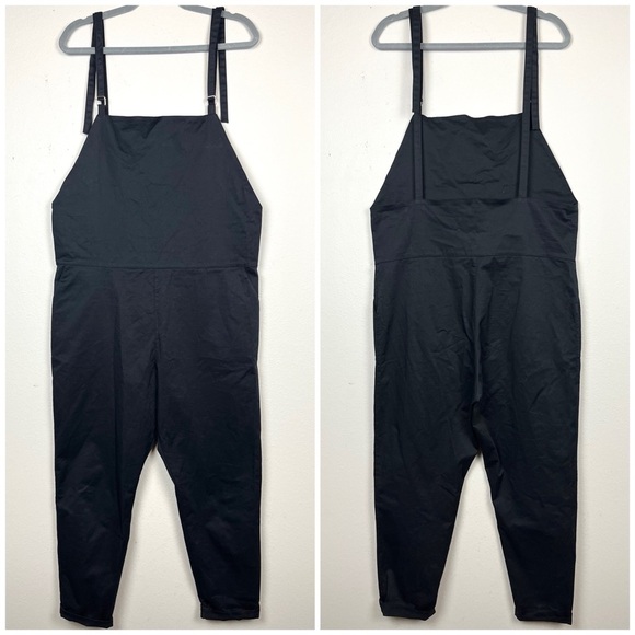 Baserange Organic Cotton Minimalist Long Strap Overalls Jumpsuit Black Small - Picture 2 of 7